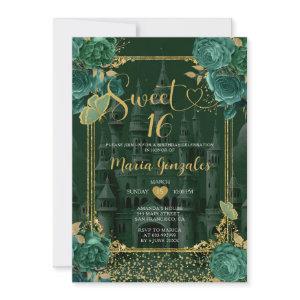 Emerald Green & Gold Sweet 16 Girl Birthday