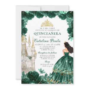 Emerald Green Gold Tiara Princess Quinceañera