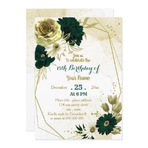 Emerald green ivory gold geometric birthday party