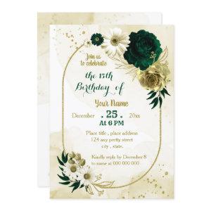 Emerald green ivory gold geometric birthday party