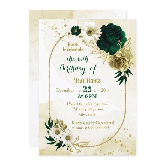 Emerald green ivory gold geometric birthday party