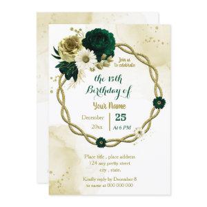 Emerald green ivory gold wreath birthday party