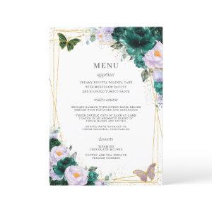 Emerald Green Lilac Floral Butterflies Quinceanera Program