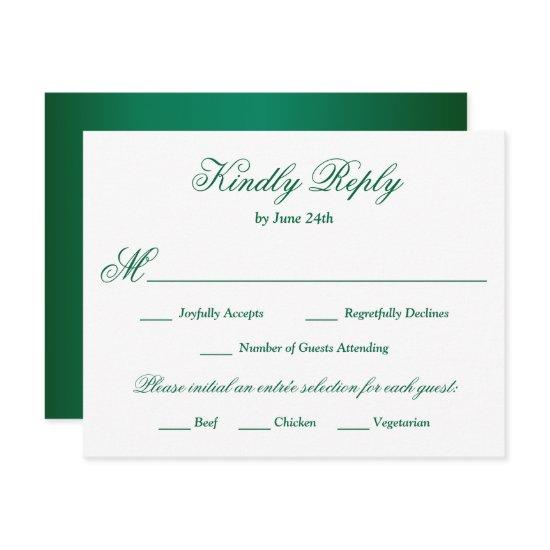 Emerald Green Meal Choice RSVP Card