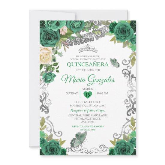 Emerald Green Mexican Charra Mis Quince Butterfly