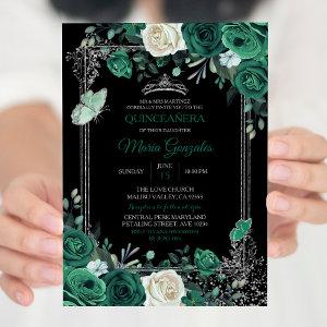 Emerald Green Mexican Charra Quinceanera Black