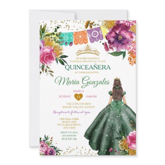 Emerald Green Mexican Quinceañera 16th Butterfly
