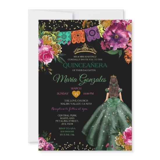 Emerald Green Mexican Quinceañera 16th Butterfly
