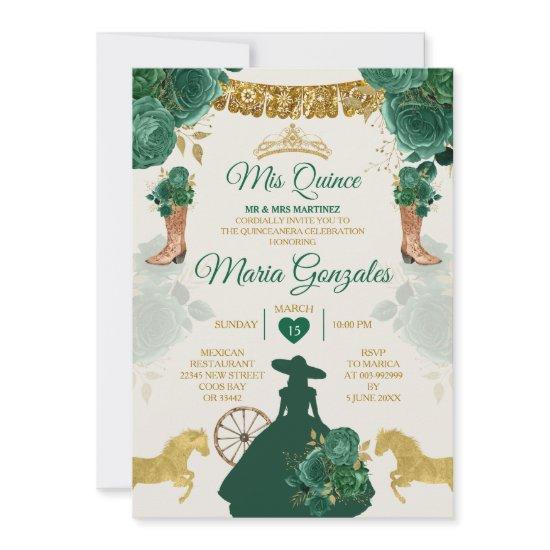 Emerald Green Mis Quince 15 Anos Gold Crown