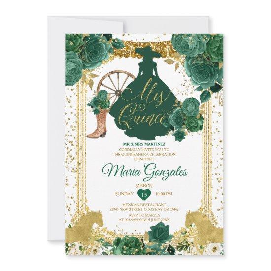 Emerald Green Mis Quince 15 Anos Gold Glitter