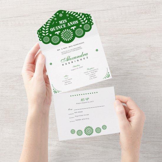 Emerald Green Papel Picado Mis Quince Años All In One