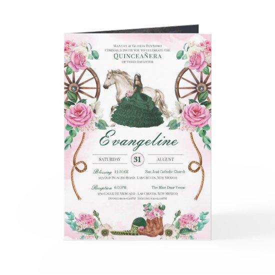 Emerald Green Pink Charro Quinceanera Add Photo