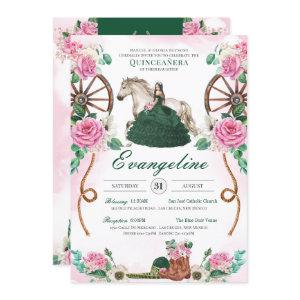 Emerald Green & Pink Floral Charro Quinceanera