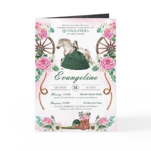 Emerald Green Pink Rose Charro Quinceanera Photo