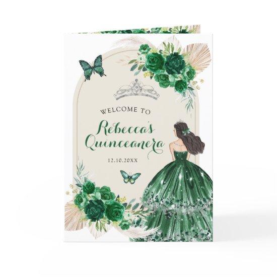 Emerald Green Princess 15 Años Program Template
