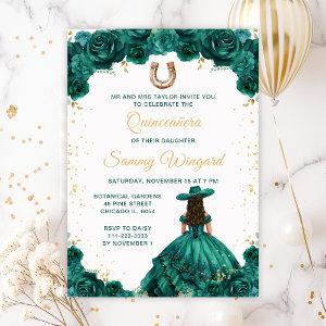 Emerald Green Princess Floral Charro Quinceañera