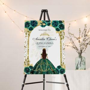 Emerald Green Princess Floral Quinceañera Birthday Foam Board