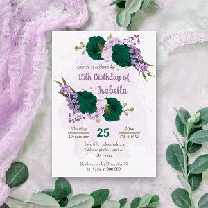 emerald green purple flowers birthday
