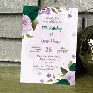 emerald green purple flowers birthday
