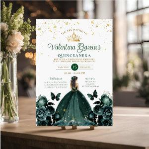 Emerald Green Quinceañera 15 Anos Flowers Gold