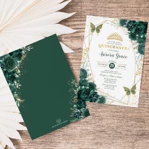 Emerald Green Quinceañera Butterflies Geometric
