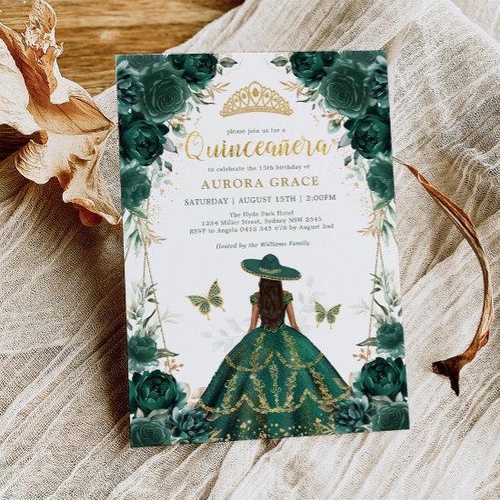 Emerald Green Quinceañera Charro Dress Mis Quince
