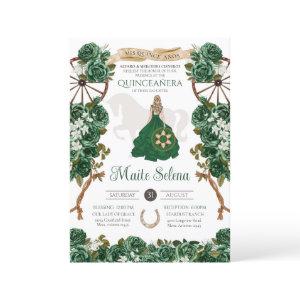 Emerald Green Quinceanera Elegant Rose Charro