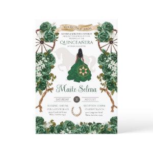 Emerald Green Quinceanera Elegant Rose Charro