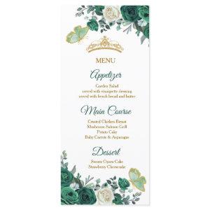 Emerald Green Quinceañera Menu Card