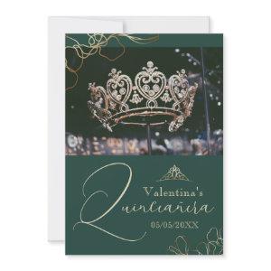 Emerald Green Quinceañera thank you card template