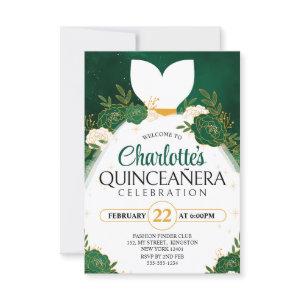 Emerald Green Quinceañera﻿ White Princess Dress