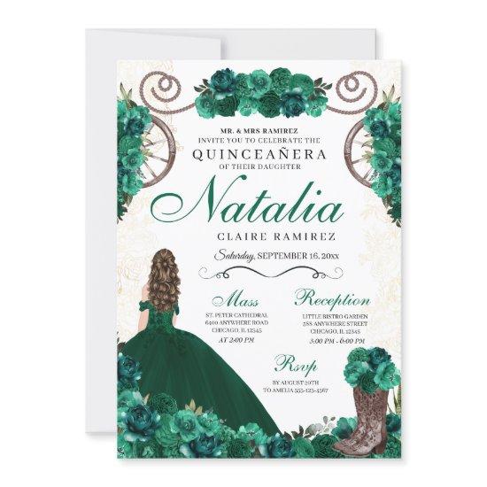 Emerald Green Ranchero Princess Dress Quinceanera