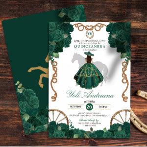 Emerald Green Rose Floral Western Quinceañera