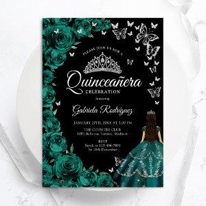 Emerald Green Roses Butterflies Quinceanera