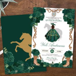Emerald Green Roses Charro Vestidos Quinceañera