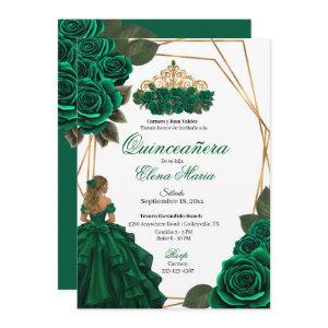 Emerald Green Roses Gold Quinceañera