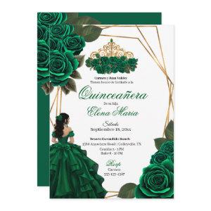 Emerald Green Roses Gold Quinceañera