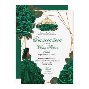 Emerald Green Roses Gold Quinceañera