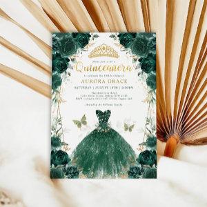 Emerald Green Roses Quinceañera Princess Dress Inv