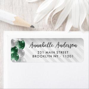 Emerald Green Silver Balloon Glitter Birthday  Label