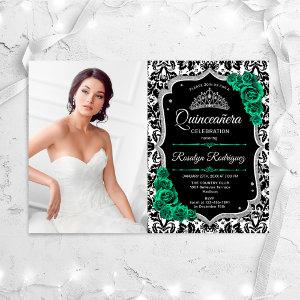Emerald Green Silver Black Photo Quinceanera