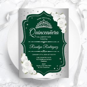 Emerald Green Silver Elegant Quinceanera