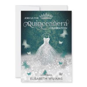 Emerald Green silver glitter dress butterfly
