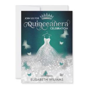 Emerald Green silver glitter dress butterfly