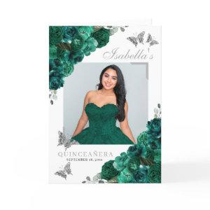 Emerald Green & Silver Quinceanera Butterflies Program