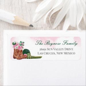 Emerald Green Sombrero Pink Floral Cowgirl Return  Label