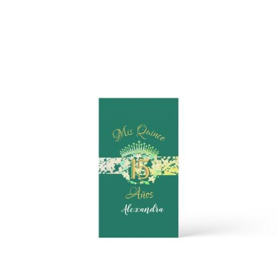 Emerald Green Vintage Boho Quinceañera Spanish Enclosure Card