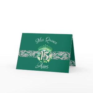 Emerald Green Vintage Boho Quinceañera Spanish