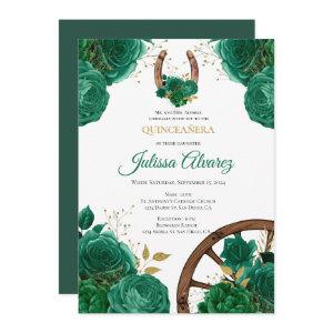 Emerald Green Western Quinceanera Invite