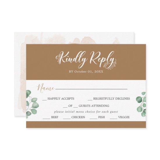 Emerald Greenery Coordinate Menu Choice RSVP Card